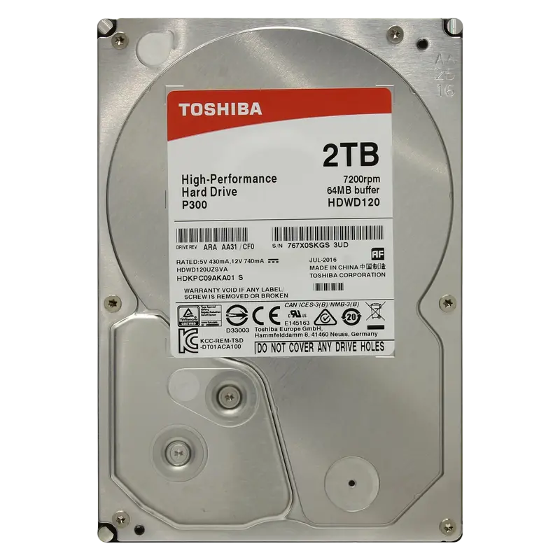3.5" HDD 2.0TB-SATA - 64MB Toshiba "Performance P300 (HDWD120UZSVA)"