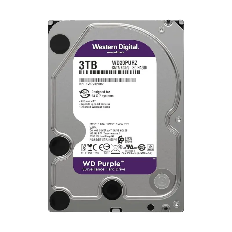 3.5" HDD 3.0TB-SATA- 64MB Western Digital "Purple (WD30PURZ)", Surveillance, CMR