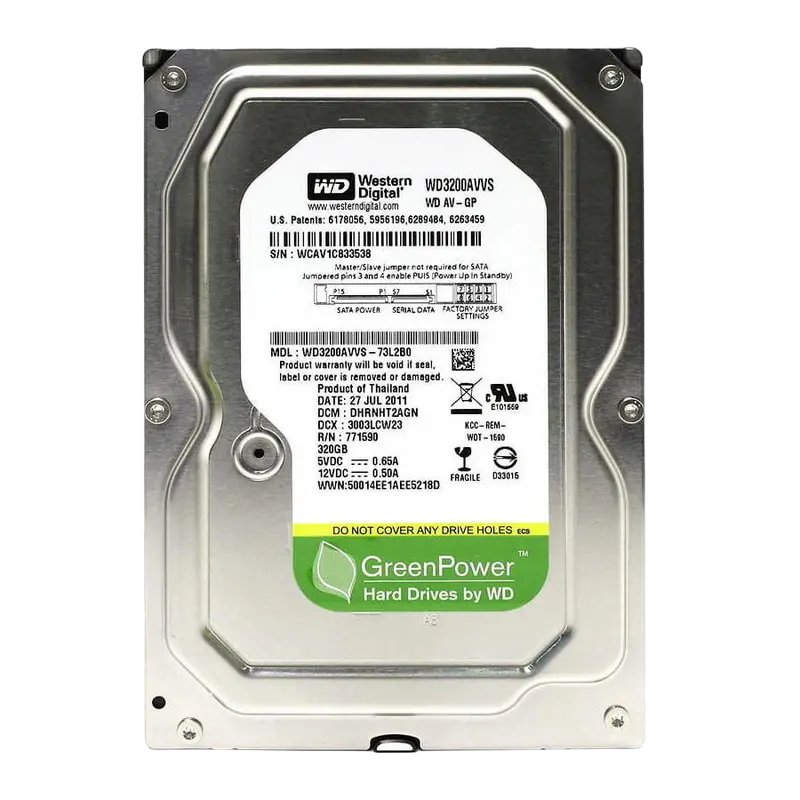 3.5" HDD 320GB-SATA- 8MB Western Digital "AV-GP (WD3200AVVS)" Ref