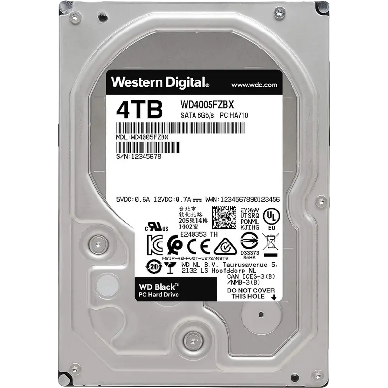 3.5" HDD 4.0TB-SATA-256MB Western Digital "Black (WD4005FZBX)", Gaming, CMR