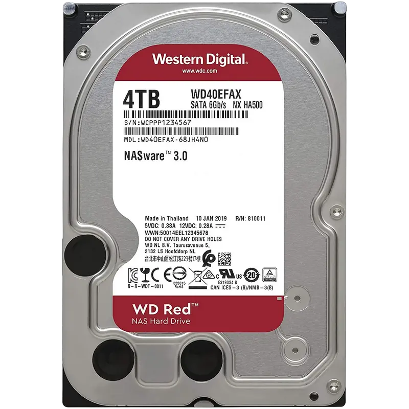 3.5" HDD 4.0TB-SATA-256MB Western Digital "Red (WD40EFAX)", NAS, SMR