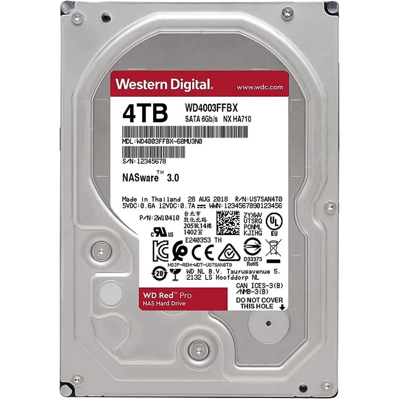 3.5" HDD 4.0TB-SATA-256MB Western Digital "Red Pro (WD4003FFBX)", NAS, CMR