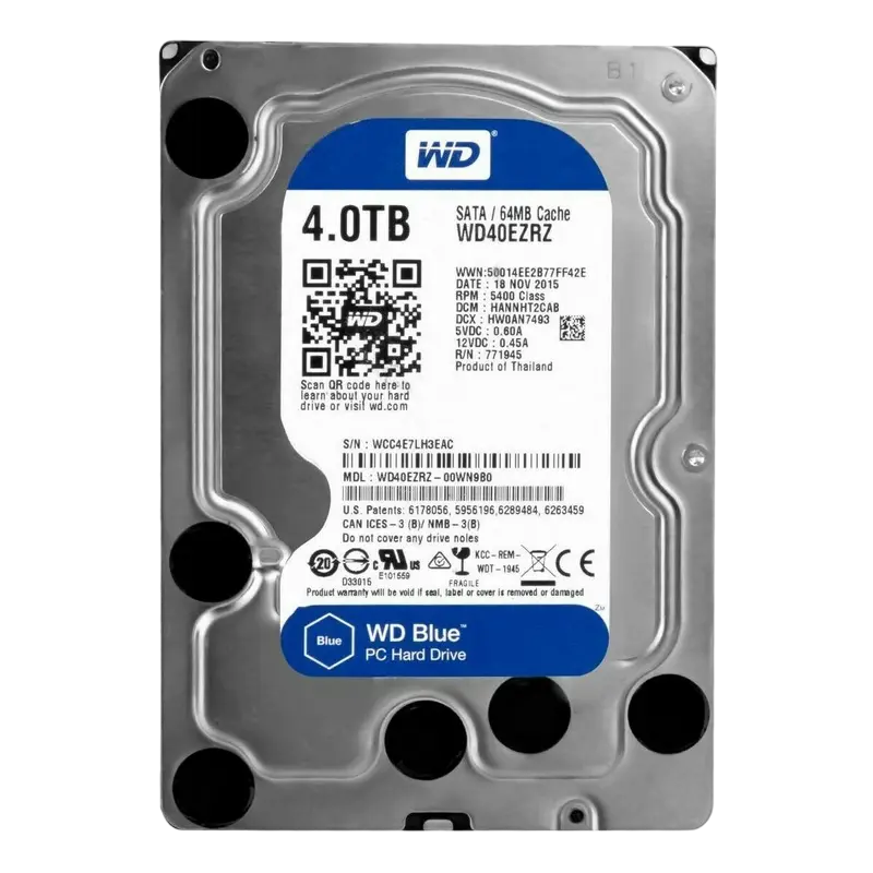 3.5" HDD 4.0TB-SATA- 64MB Western Digital "Blue (WD40EZRZ)"