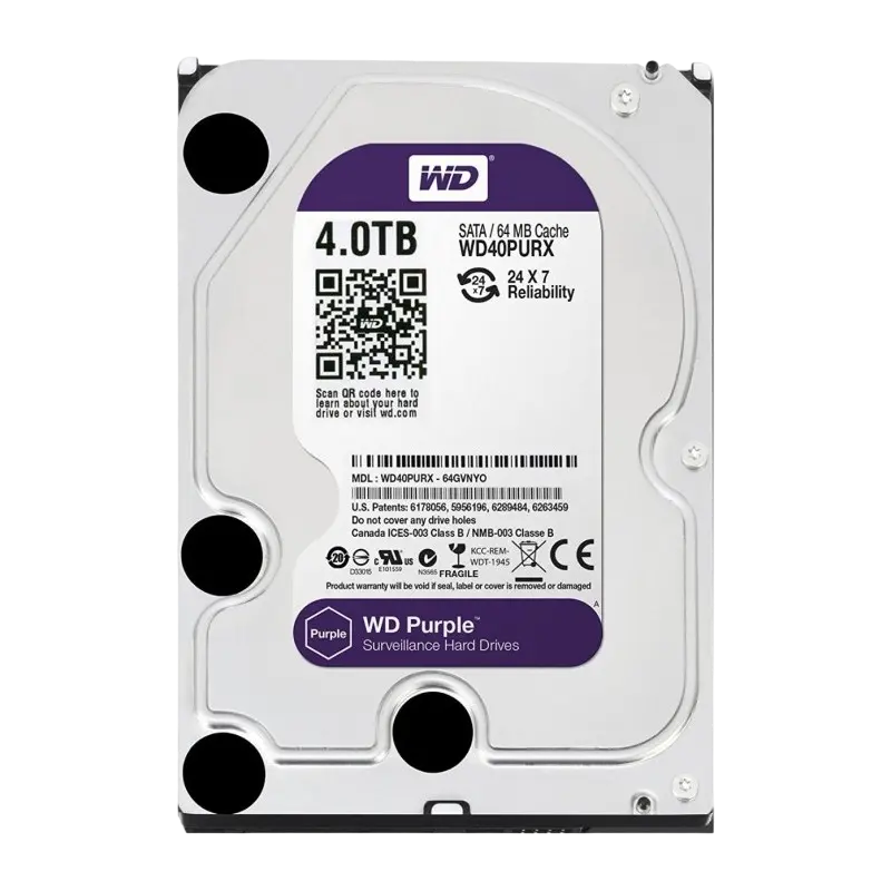3.5" HDD 4.0TB-SATA- 64MB Western Digital "Purple Surveillance (WD40PURZ)"