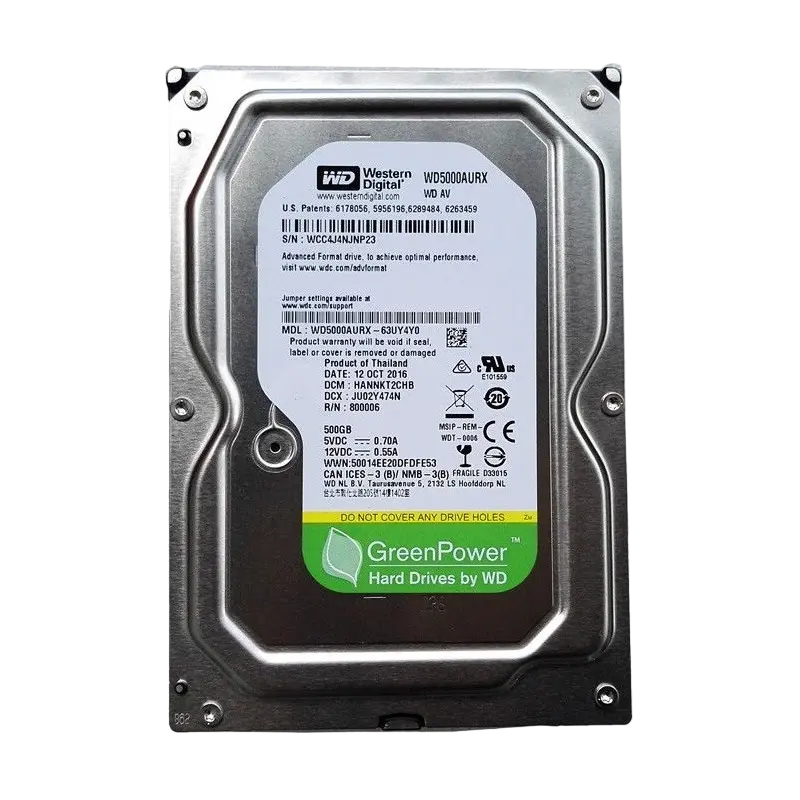 3.5" HDD 500GB-SATA-64MB Western Digital "AV-GP (WD5000AURX)" Ref
