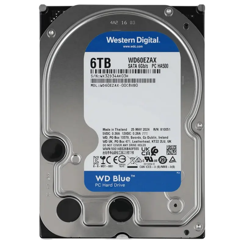 3.5" HDD 6.0TB -SATA -256MB Western Digital "Blue (WD60EZAX)", CMR, 5400rpm