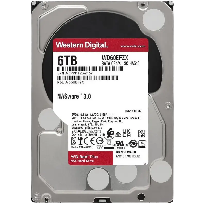3.5" HDD 6.0TB -SATA-256MB Western Digital "Red (WD60EFAX)", NAS, SMR