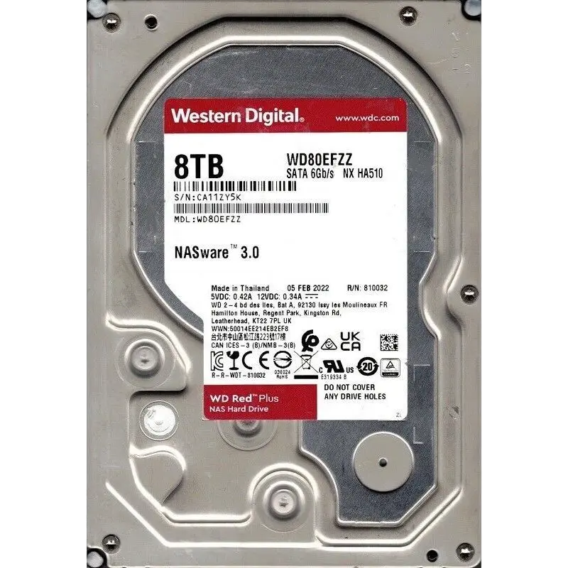3.5" HDD 8.0TB-SATA-128MB Western Digital "Red Plus (WD80EFZZ)", NAS, CMR