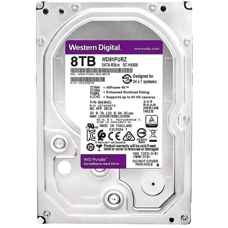 3.5" HDD 8.0TB-SATA-256MB Western Digital "Purple Surveillance (WD81PURZ)"