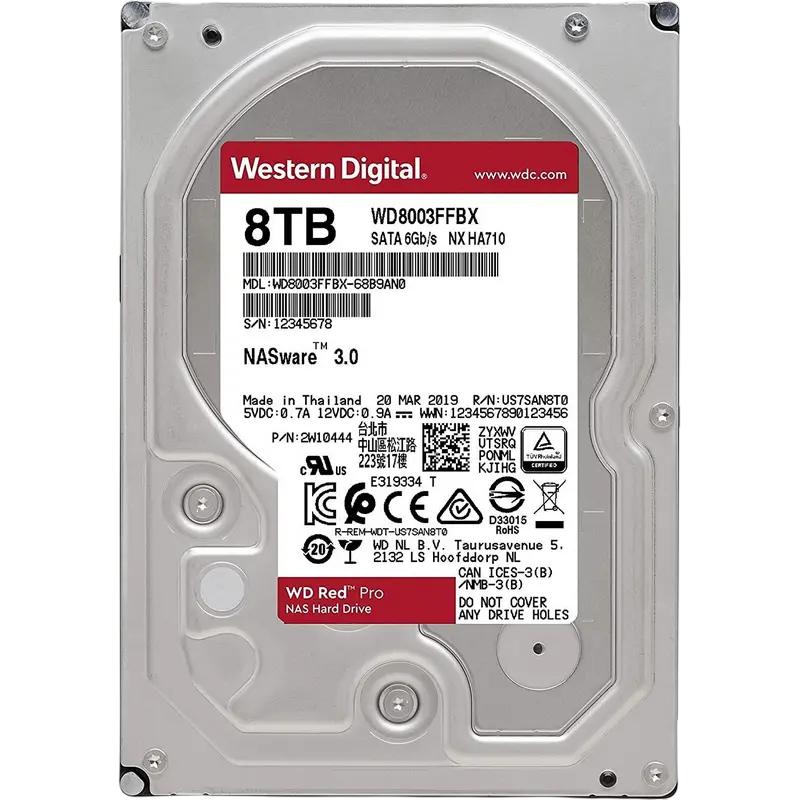 3.5" HDD 8.0TB-SATA-256MB Western Digital "Red Pro (WD8003FFBX)", NAS, CMR
