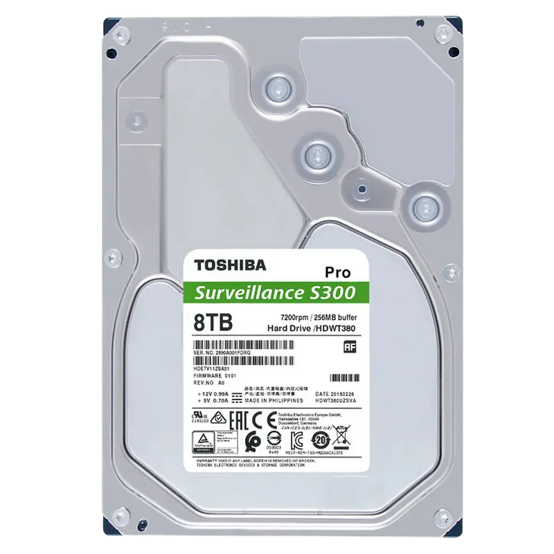 3.5" HDD 8.0TB-SATA-256MB Toshiba S300 Pro Surveillance HDWT380UZSVA, Surveillance, CMR, 7200rpm, 1