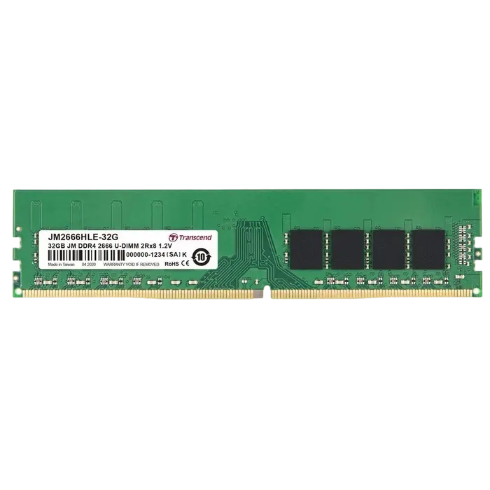 32GB DDR4- 2666MHz Transcend PC21300, CL19, 288pin DIMM 1.2V