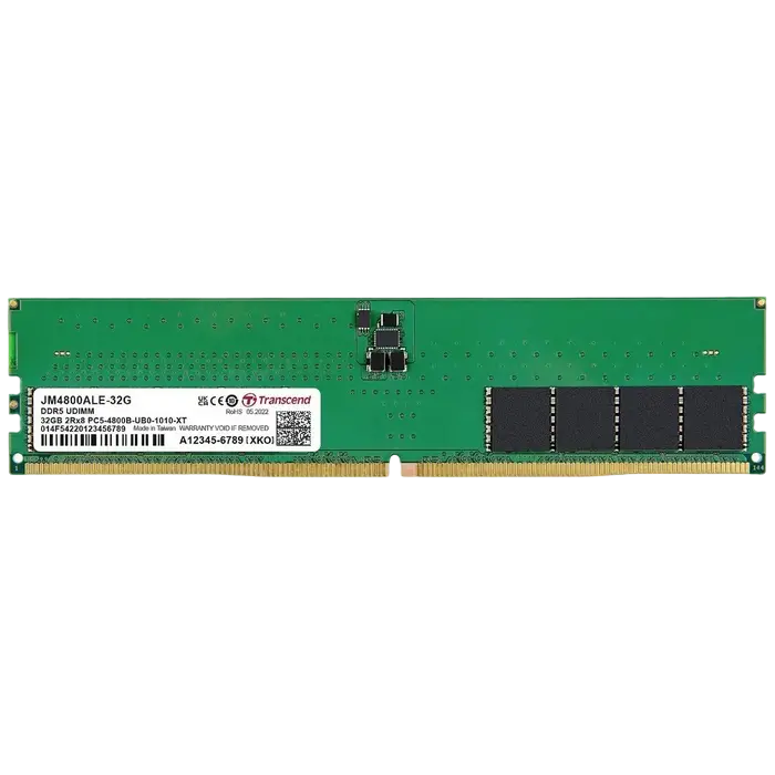 32GB DDR5- 4800MHz Transcend JetRam (JM4800ALE-32G), (2Gx8)x16, 2Rx8, CL40, 1.1V