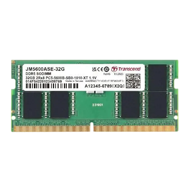 32GB DDR5-5600MHz SODIMM Transcend JetRam, PC5-44800U, 2Rx8, CL46, 1.1V