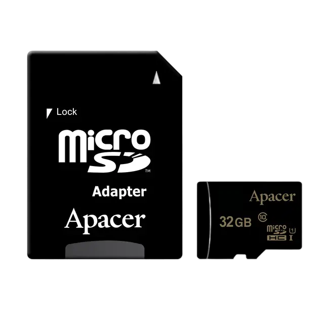 32GB MicroSD (Class 10) UHS-I (U1) +SD adapter, Apacer "AP32GMCSH10U1-R" (R/W:45/20MB/s)