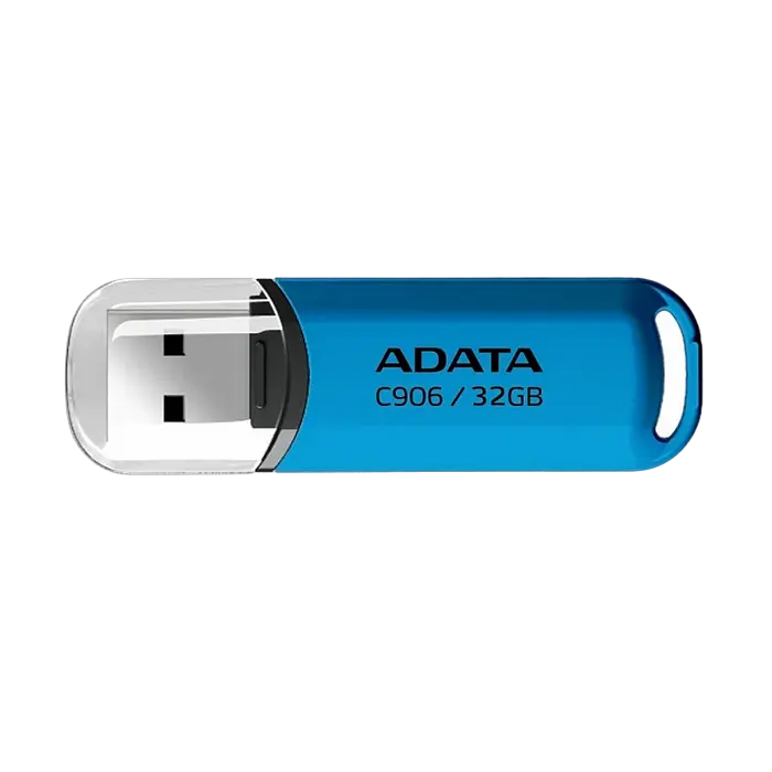 32GB USB2.0 Flash Drive ADATA "C906", Blue, Plastic, Classic Cap (AC906-32G-RWB)