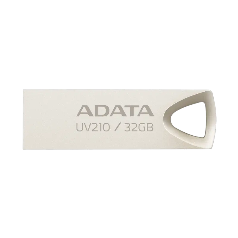 32GB USB2.0 Flash Drive ADATA "UV210", Silver, Metal Case, Slim Capless, f/Keychain (R/W:18/10MB/s)