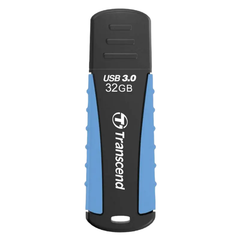 32GB USB3.1 Flash Drive Transcend "JetFlash 810", Black-Blue, Rubber Case (R/W:90/25MB/s)