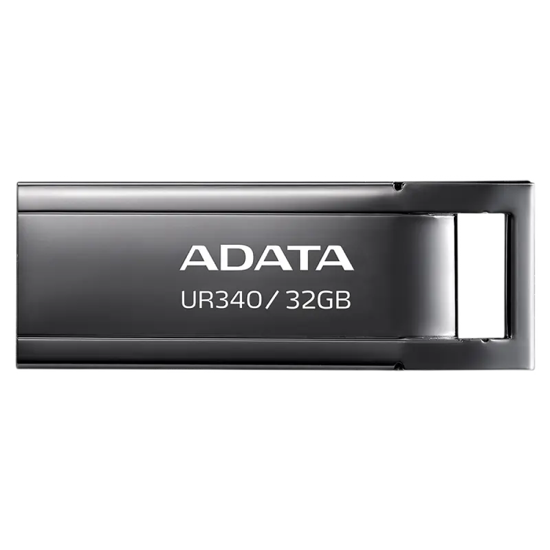 32GB USB3.1 Flash Drive ADATA "UR340", Black, Metal Case, Slim Capless, Keychain (R:Up to 100 MB/s)