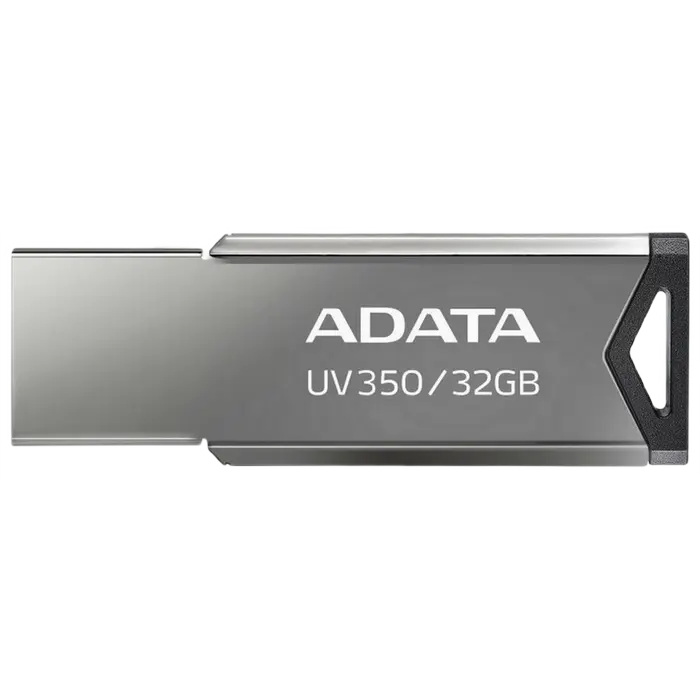 32GB USB3.1 Flash Drive ADATA "UV350", Silver, Metal Case, Slim Capless, Keychain (R/W:60/30MB/s)
