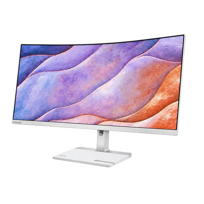 Monitor Lenovo L34W-4C 34 inch curbat WQHD Alb, vedere laterală