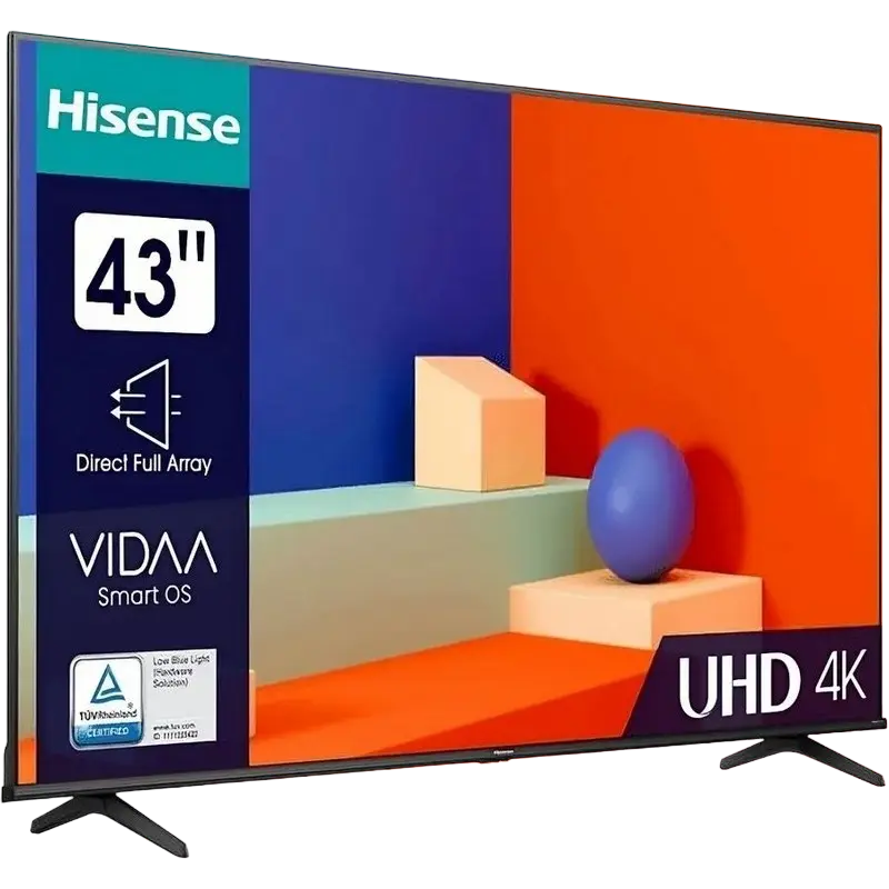 Televizor Hisense 43A6K 43 inch 4K UHD VIDAA Negru, vedere alternativă