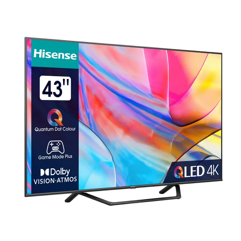 Televizor QLED Hisense 43A7KQ 43 inch 4K UHD VIDAA Negru, vedere laterală