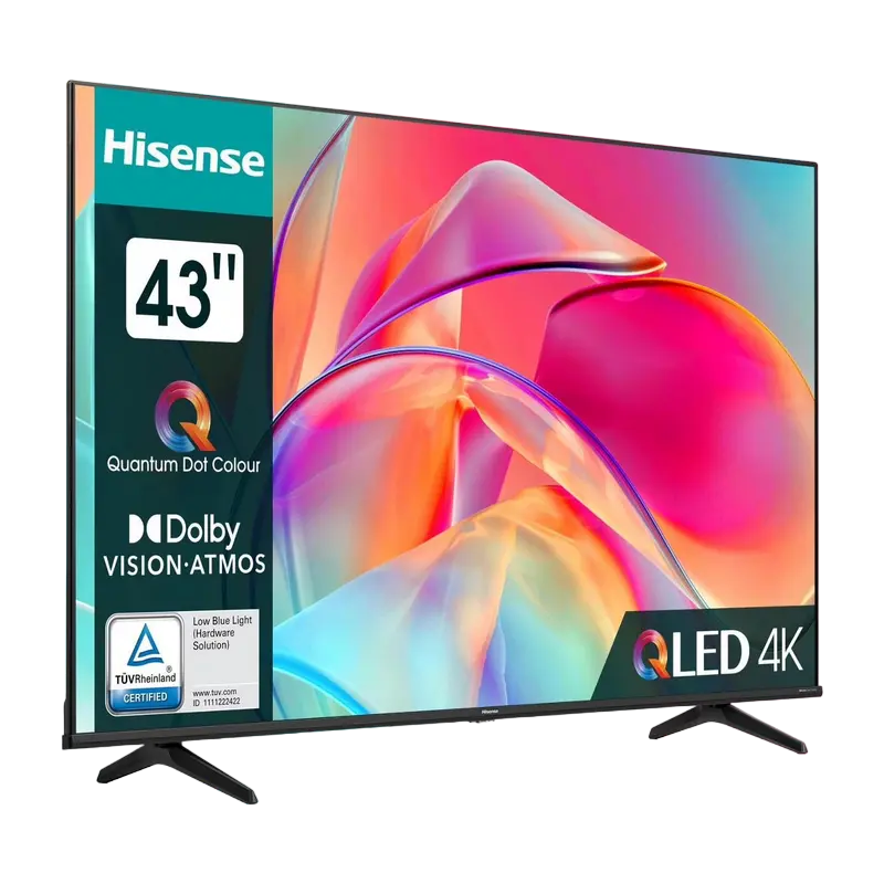 Televizor QLED Hisense 43E7KQ 43 inch 4K UHD VIDAA Negru, ambalaj