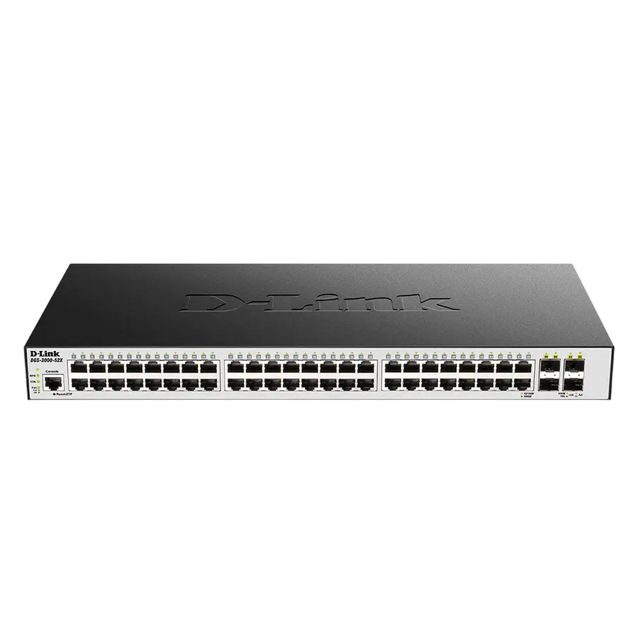 48-port 10/100/1000BASE-T, 4x1000Base-X SFP D-Link DGS-3000-52X/B2A