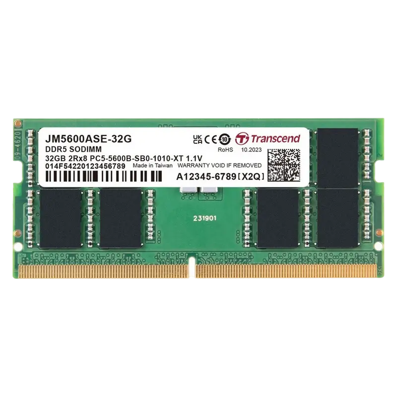 48GB DDR5-5600MHz SODIMM Transcend JetRam JM5600ASE-48G, (3Gx8)x16, 2Rx8, CL46, 1.1V