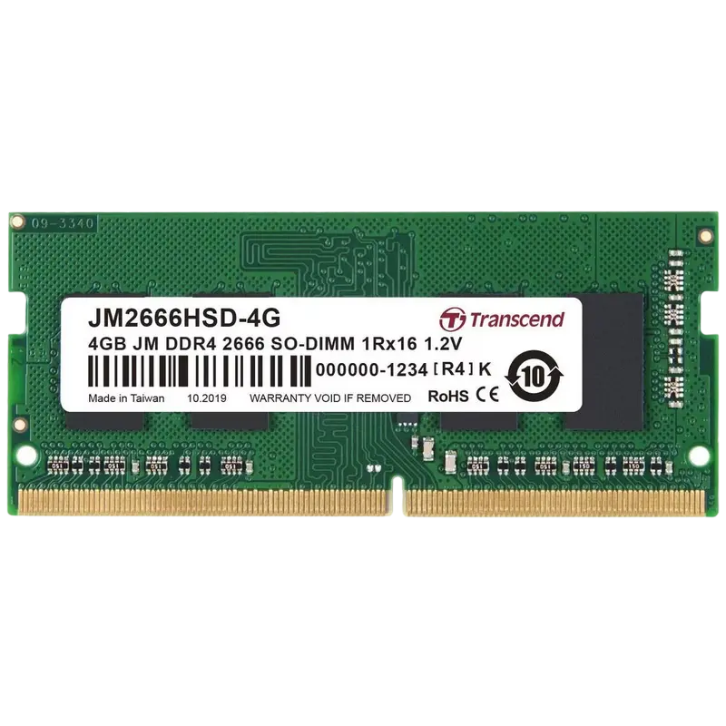 4GB DDR4- 2666MHz SODIMM Transcend PC21300, CL19, 260pin DIMM 1.2V