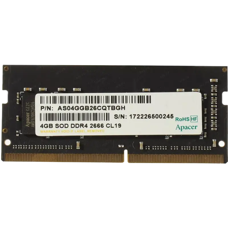 4GB DDR4 - 2666MHz SODIMM Apacer PC21300, CL19, 260pin DIMM 1.2V