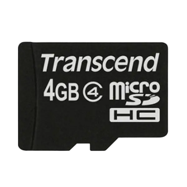 4GB MicroSD (Class 4), Transcend "TS4GUSDC4" (R/W:20/5MB/s)
