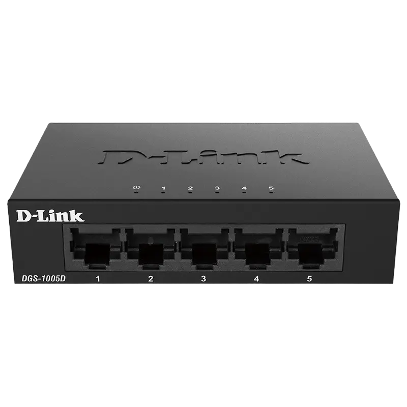 5-port 10/100/1000Mbps Switch D-Link "DGS-1005D/J2A", Metal Case