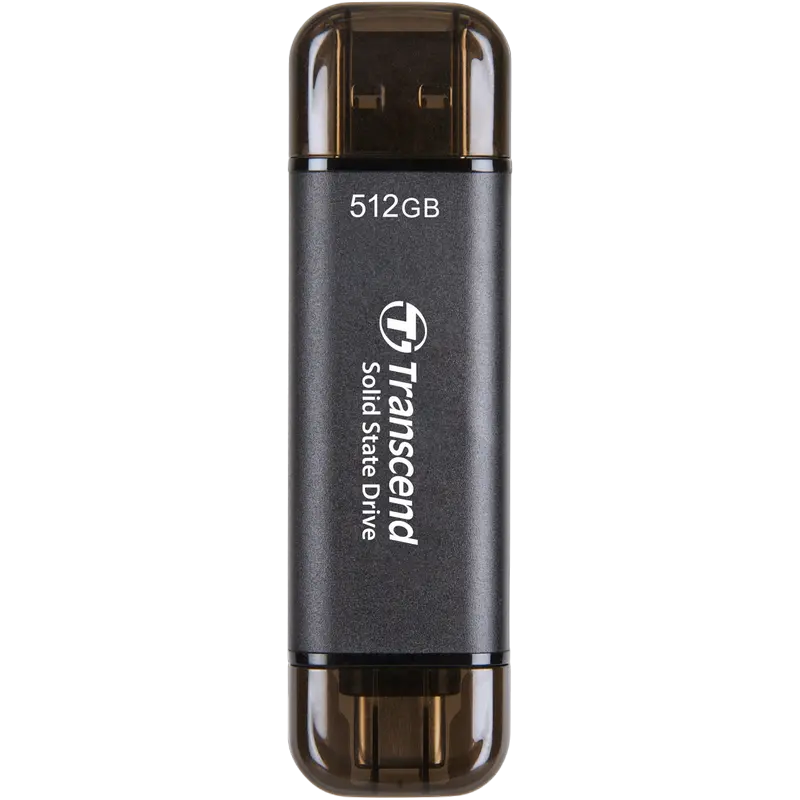 512GB Transcend Portable SSD ESD310C Black, USB-A/C 3.2 (71.3x20x7.8 mm, 11g, R/W:1050/950 MB/s)