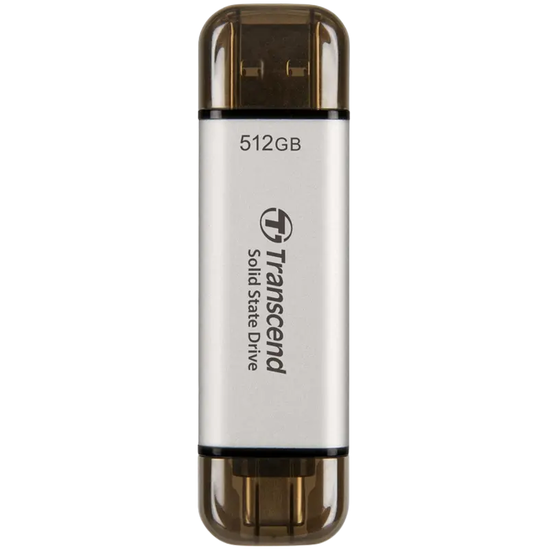 512GB Transcend Portable SSD ESD310S Silver, USB-A/C 3.2 (71.3x20x7.8 mm, 11g, R/W:1050/950 MB/s)