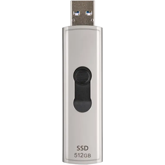 512GB Transcend Portable SSD ESD320A Silver, USB-A 3.1 10Gbps, Metallic Capless/Slider (68.2x19.7x