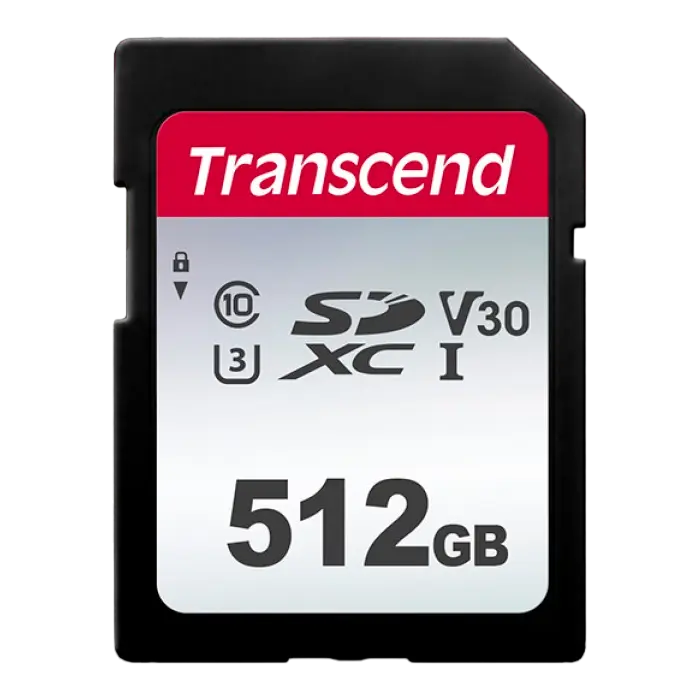512GB SDXC Card (Class 10) UHS-I, U3, Transcend 300S "TS512GSDC300S" (R/W:100/85MB/s)