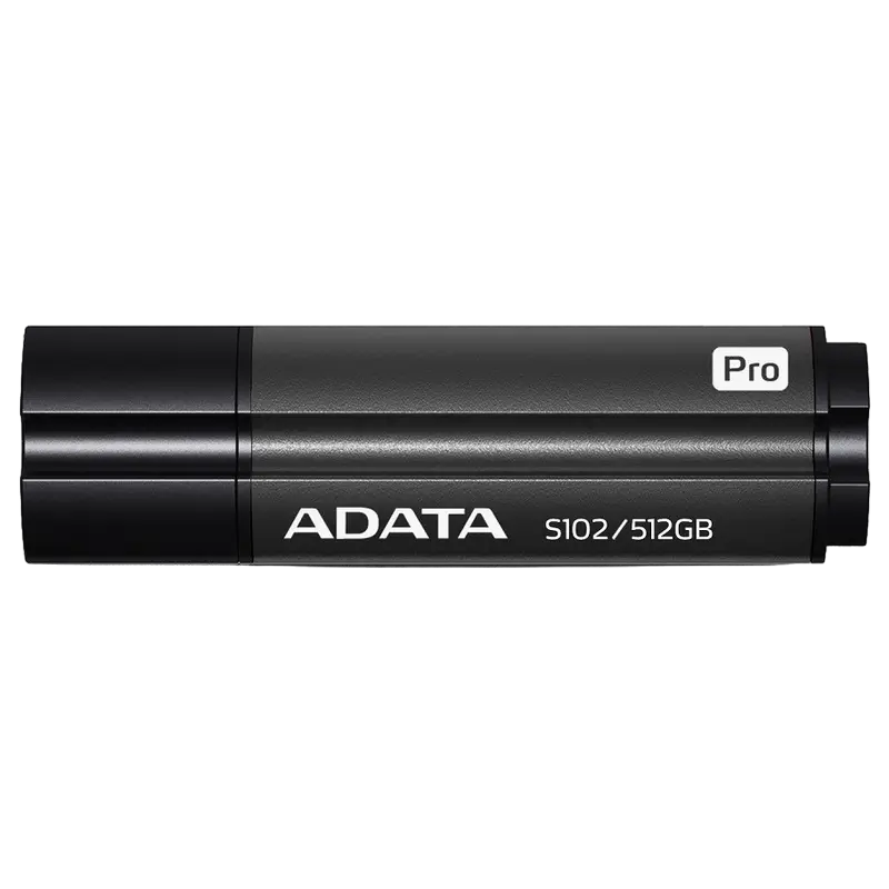 512GB USB3.1 Flash Drive ADATA "S102 Pro", Titanium-Gray, Aluminum, Classic Cap (R/W:200/120MB/s)
