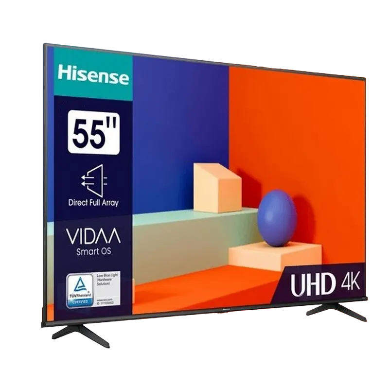 Televizor Hisense 55A6K 55 inch LED 4K UHD VIDAA Negru, vedere laterală