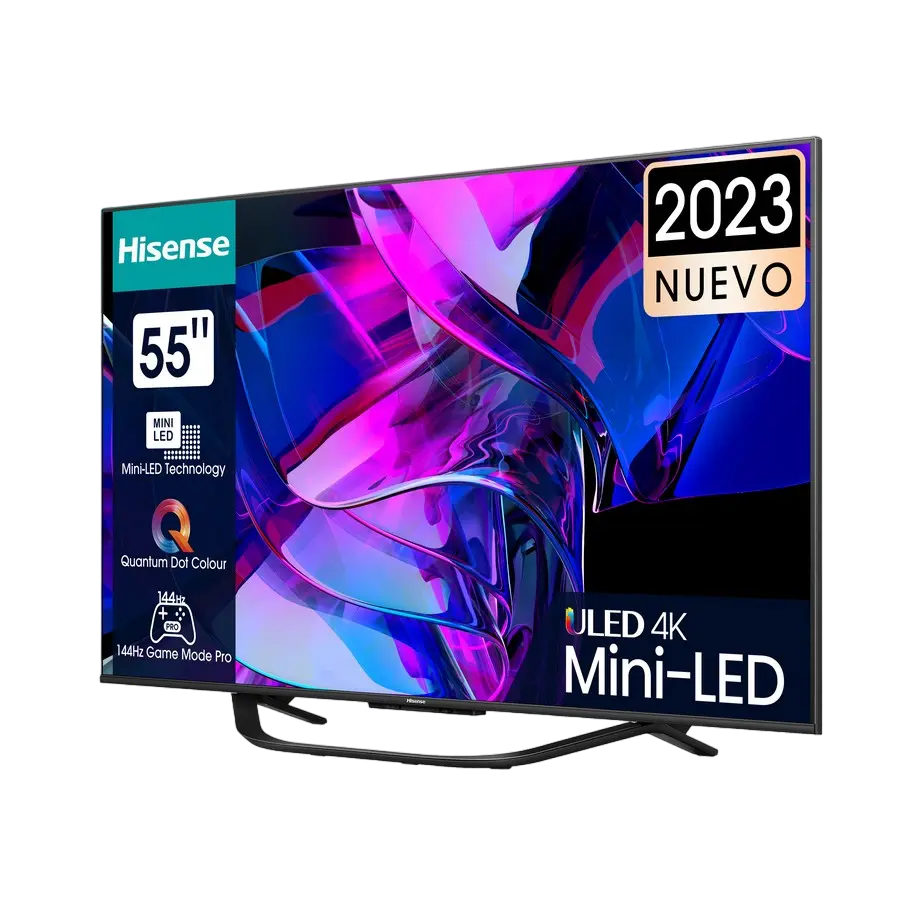 Televizor Hisense 55U7KQ 55 inch Mini LED 4K Gri, vedere laterală