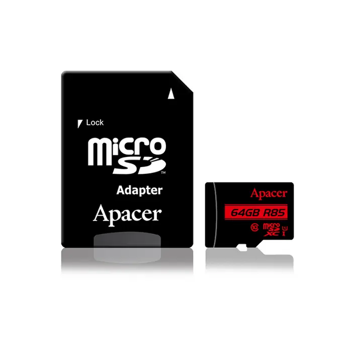 64GB MicroSD (Class 10) UHS-I (U1) +SD adapter, Apacer "AP64GMCSX10U5-R" (R/W:85/20MB/s)