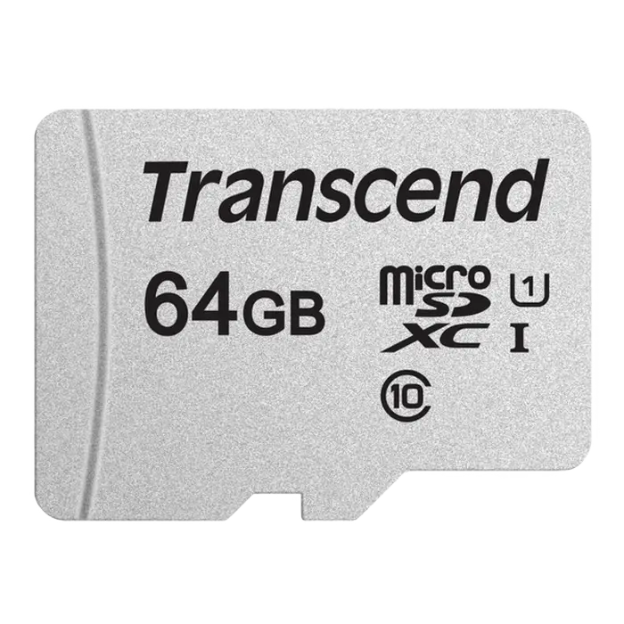 64GB MicroSD (Class 10) UHS-I (U1), Transcend "TS64GUSD300S" (R/W:95/45MB/s)