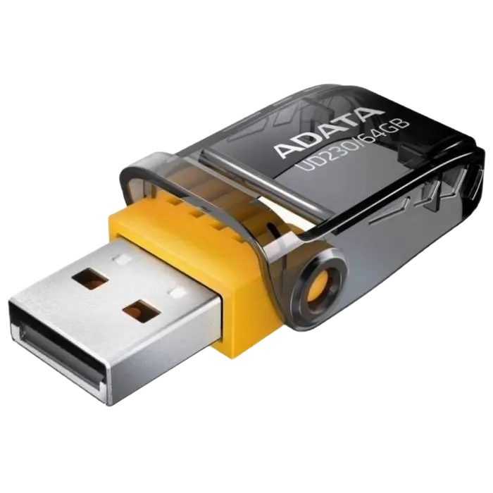 64GB USB2.0 Flash Drive ADATA "UD230", Black, COB, Folding-Cover Design (R/W:20/10MB/s)