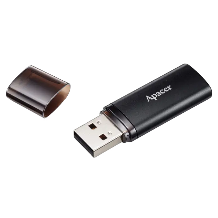 64GB USB3.1 Flash Drive Apacer "AH25B", Black, Matte Metal, Classic Cap (AP64GAH25BB-1)