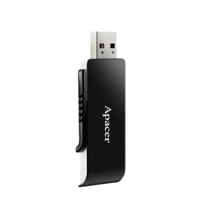 64GB USB3.1 Flash Drive Apacer "AH350", Black/White, Slider (AP64GAH350B-1)