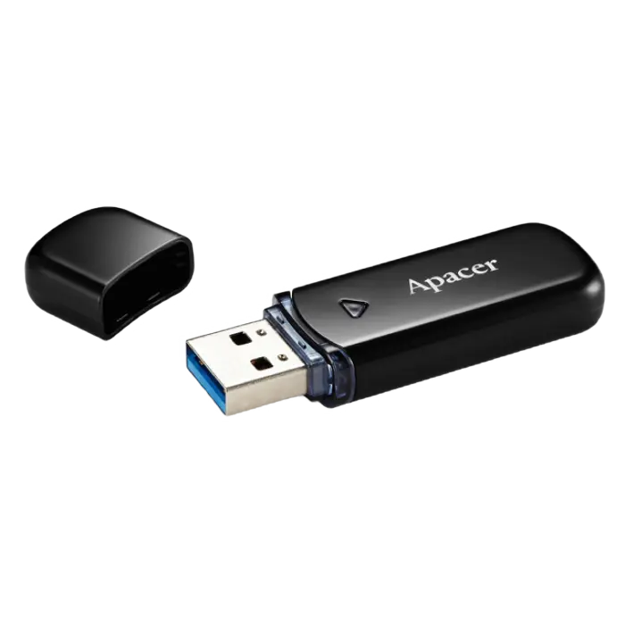 64GB USB3.1 Flash Drive Apacer "AH355", Black, Classic Cap (AP64GAH355B-1)