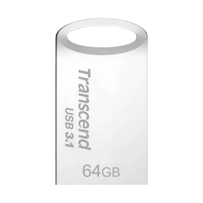 64GB USB3.1 Flash Drive Transcend "JetFlash 710S", Silver, Metal Case, Ultra-Slim (R/W:90/30MB/s)