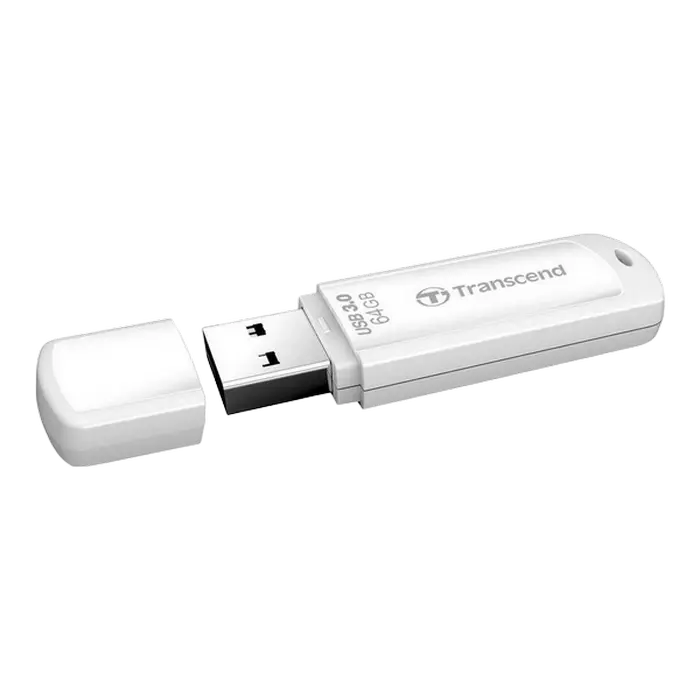 64GB USB3.1 Flash Drive Transcend "JetFlash 730", White, Classic Cap (R/W:90/30MB/s)