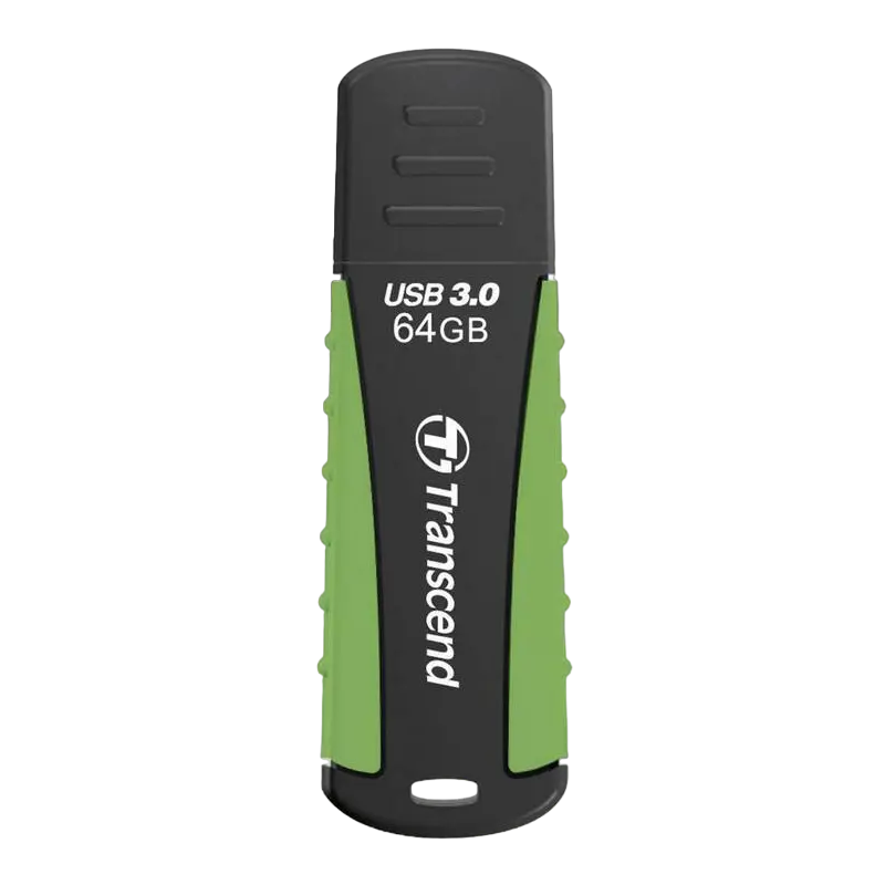 64GB USB3.1 Flash Drive Transcend "JetFlash 810", Black-Green, Rubber Case (R/W:90/30MB/s)